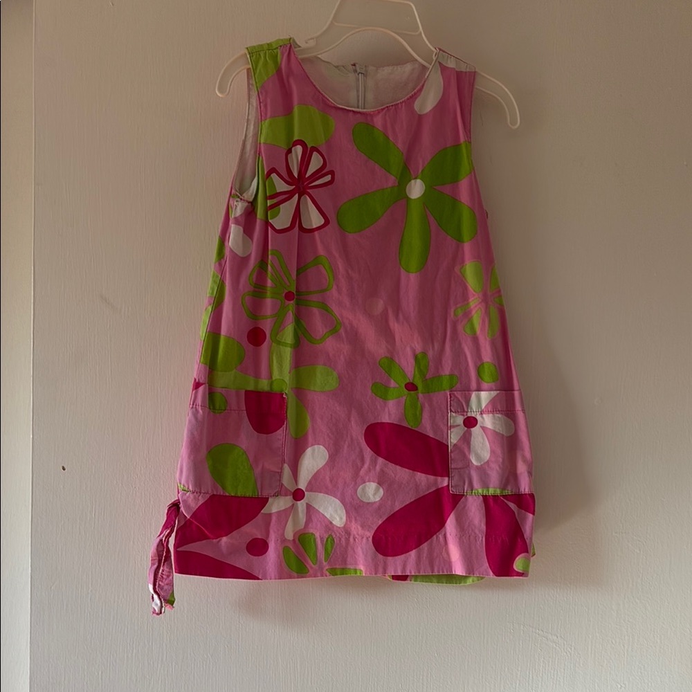 Floral Pink and Green Sleeveless Dress